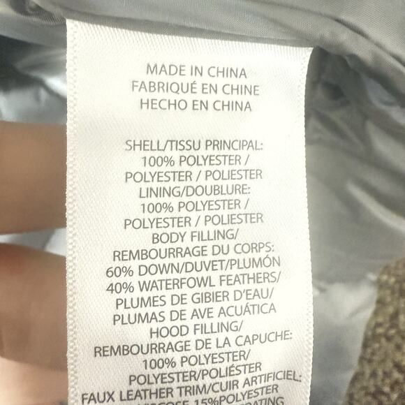 Lauren Ralph Lauren Womens Medium Quilted Puffer Jacket Gray Faux Leather Trim - Picture 11 of 14